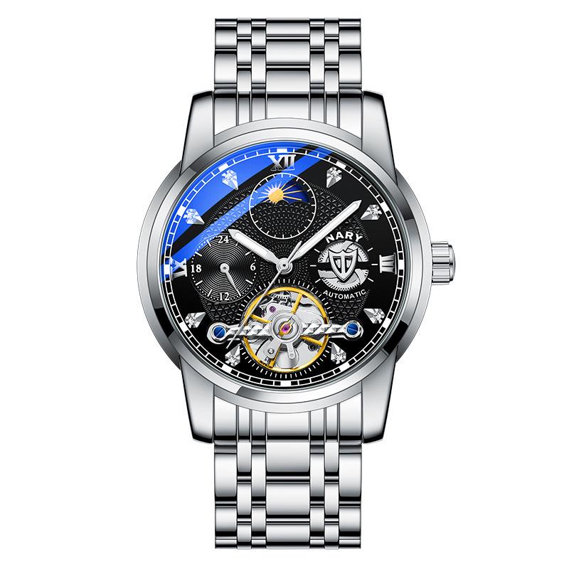 NARY Men s Automatic Moon Phase Tourbillon Watch 18015