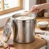 6L Airtight Rice Bucket 304 Stainless Steel Food Storage Container Canister with Lid for Kitchen Grain Flour