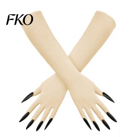 Scary Cosplay Handwear 1 Pair Halloween Ghost Claw Gloves, Long Fingernail Witch Costume Horror Character Hand Accessory, Dark Party Performance Prop