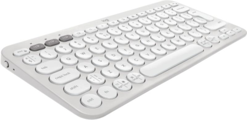 Logitech Pebble Keys 2 K380s Keyboard RF Wireless+Bluetooth, US INT (Qwerty), Tonal White