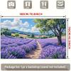 2D Plane, 1 Piece of Serene Lavender Field Flower Valley Mountain Scenery Polyester Background Fabric, for Use In a Room