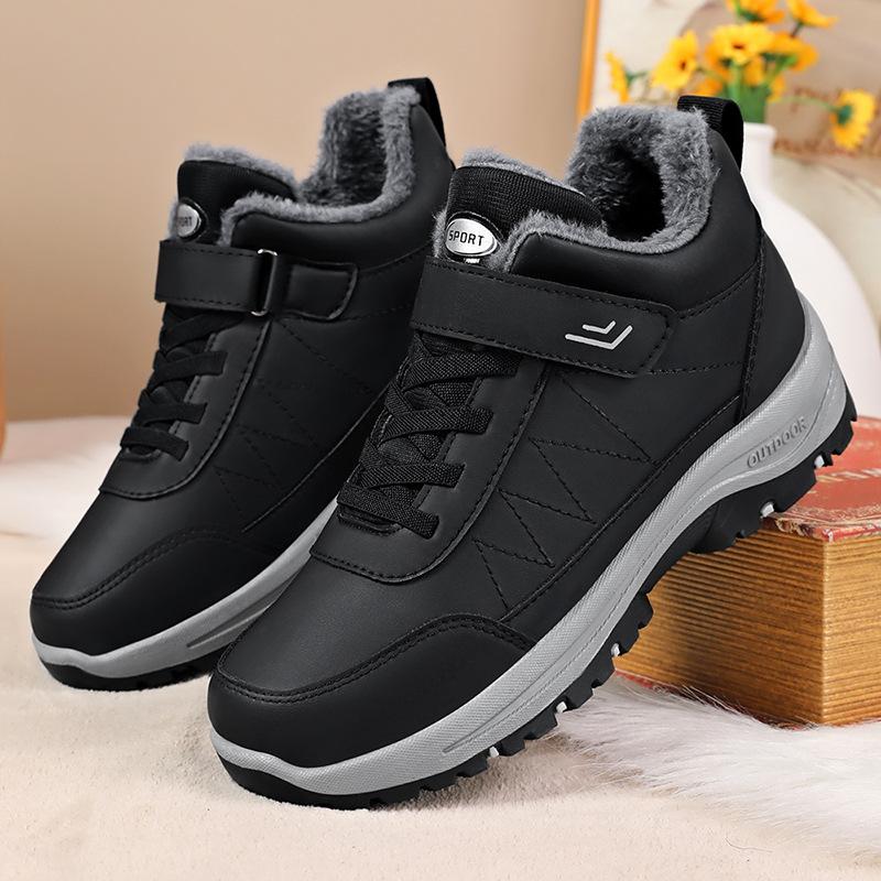Men's Winter Cotton Shoes, Oversized Fleece Lined Thick Snow Boots, Warm Walking Sneakers for Couples
