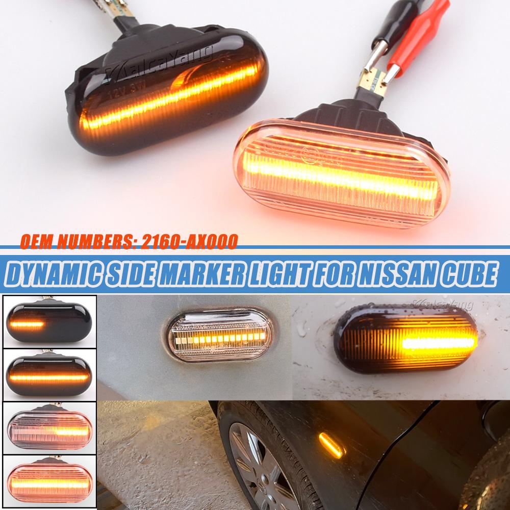 2 Stück 12V Dynamische Seitenblinker Leuchte Lampe NIS-26160AX001 für 350Z Z33 Navara D40 Cube Pathfinder R51 Qashqai J10