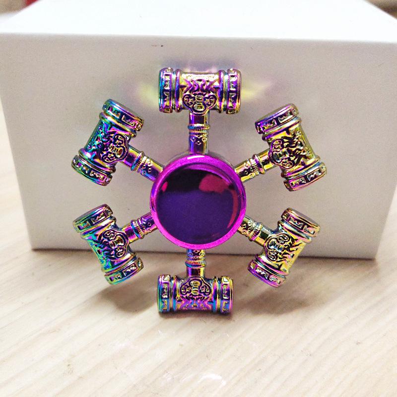 Colorful Zinc Alloy Fidget Spinner: Black Tech Stress-Relief Toy for Students and Kids.