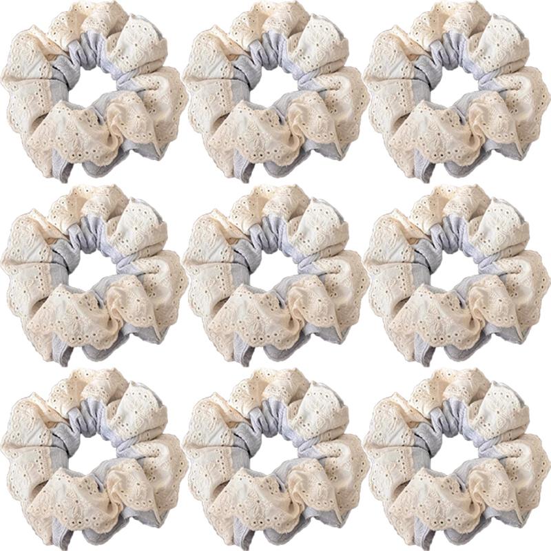 Fabric Lace Flower Edge Hair Ring Cute and Sweet Korean Style Scrunchie Hair Accessories