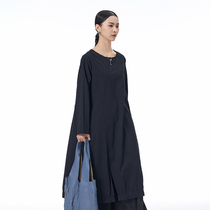 2026 Spring Korean Style Long Sleeve Shirt Dress, Plus Size, Yamamoto Slimming Loose Fit Women's Pullover