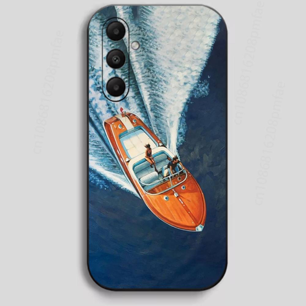 Custodia per telefono di lusso R-RIVA Yacht per Samsung Galaxy A13, 21s, 22, 31, 32, 40, 52, 71, A91 Guscio morbido nero