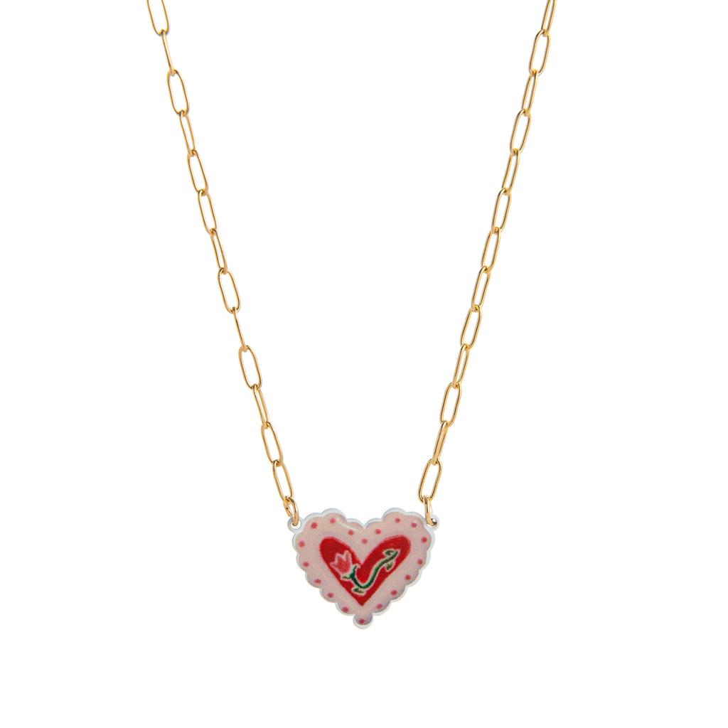Ceramic Love Star Necklace Small Flower Tai Chi Color Printed Pendant 14K Fresh And Sweet