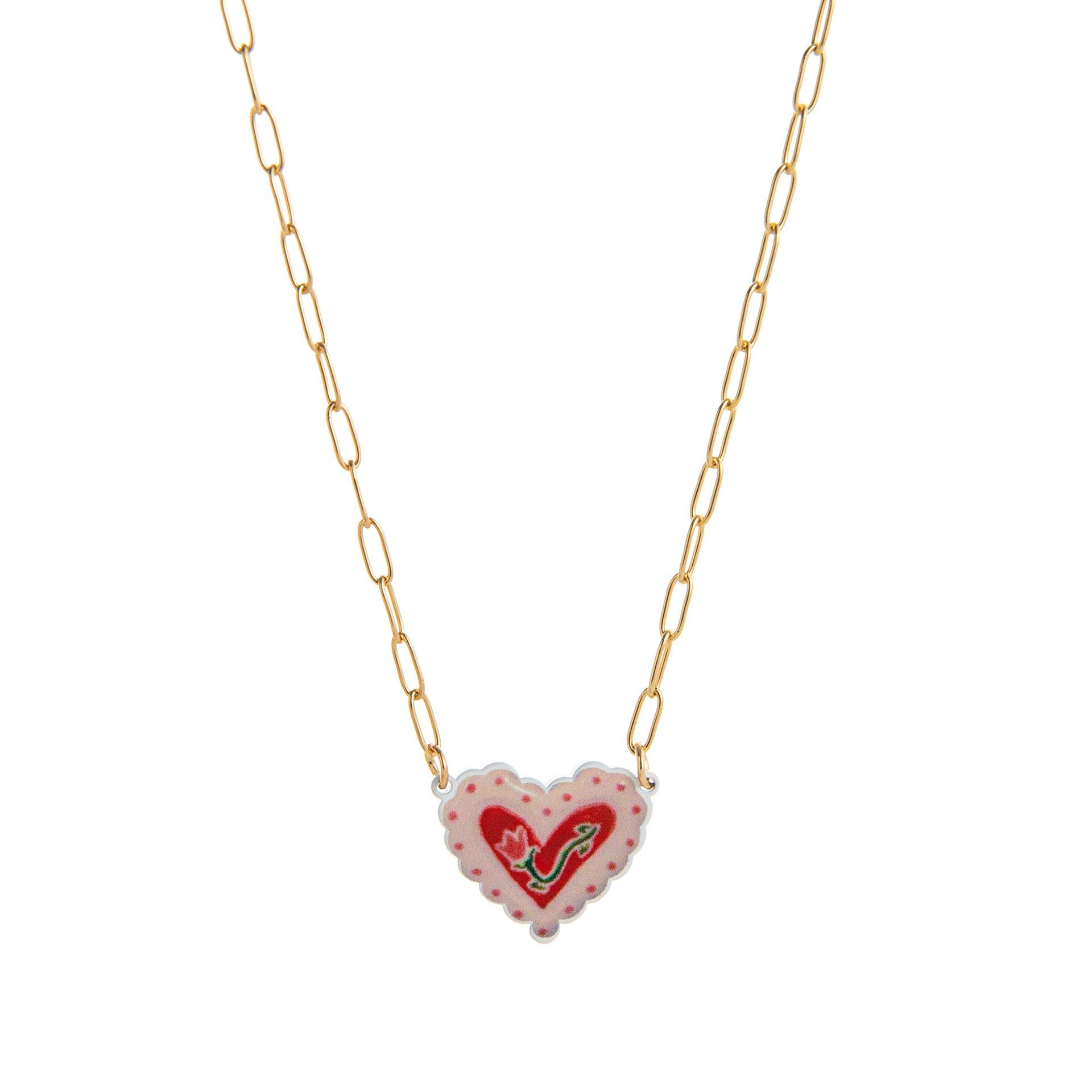 

Ceramic Love Star Necklace Small Flower Tai Chi Color Printed Pendant 14K Fresh And Sweet