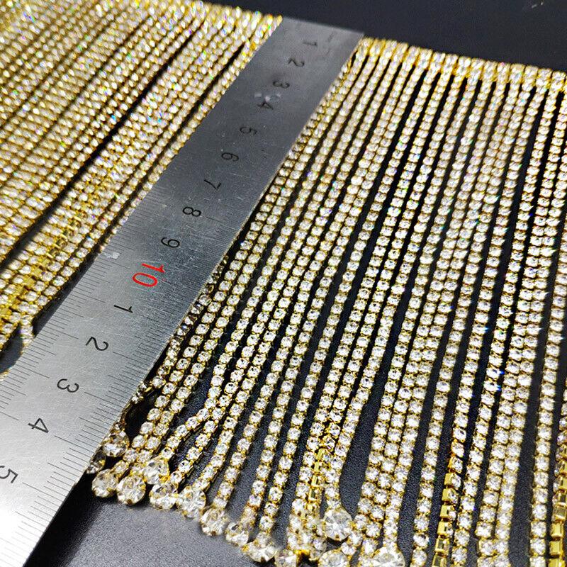 Frędzle z cyrkonii Kryształowy nieregularny łańcuszek z frędzlami Aplikacja Wstążka Do rękodzieła Sukienki Dżinsy Akcesoria Odzież Dekoracja DIY