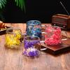 High Appearance Double Layer Petal Quicksand Glass Cup with Real Dried Flowers