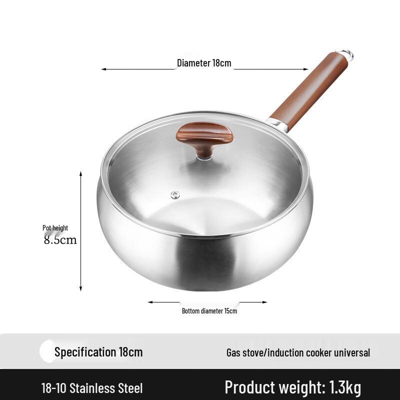 Wutuo Stainless Steel Non-Stick Wok with Lid