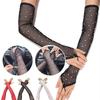 Shiny Fingerless Gloves Mesh Party Costume Fashionable Glitter Long Gloves  Dancing Prom