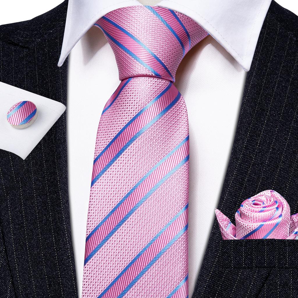 Hi-Tie Mens Silk Tie Green Necktie Handkerchief Cufflinks Set for Party Wedding Business