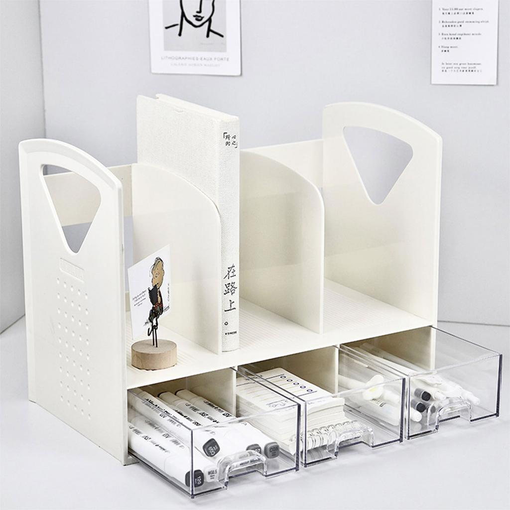 Office Desktop Organizers and Accessories Desk Book Stand with 3 Sliding Drawer for Office Supplies