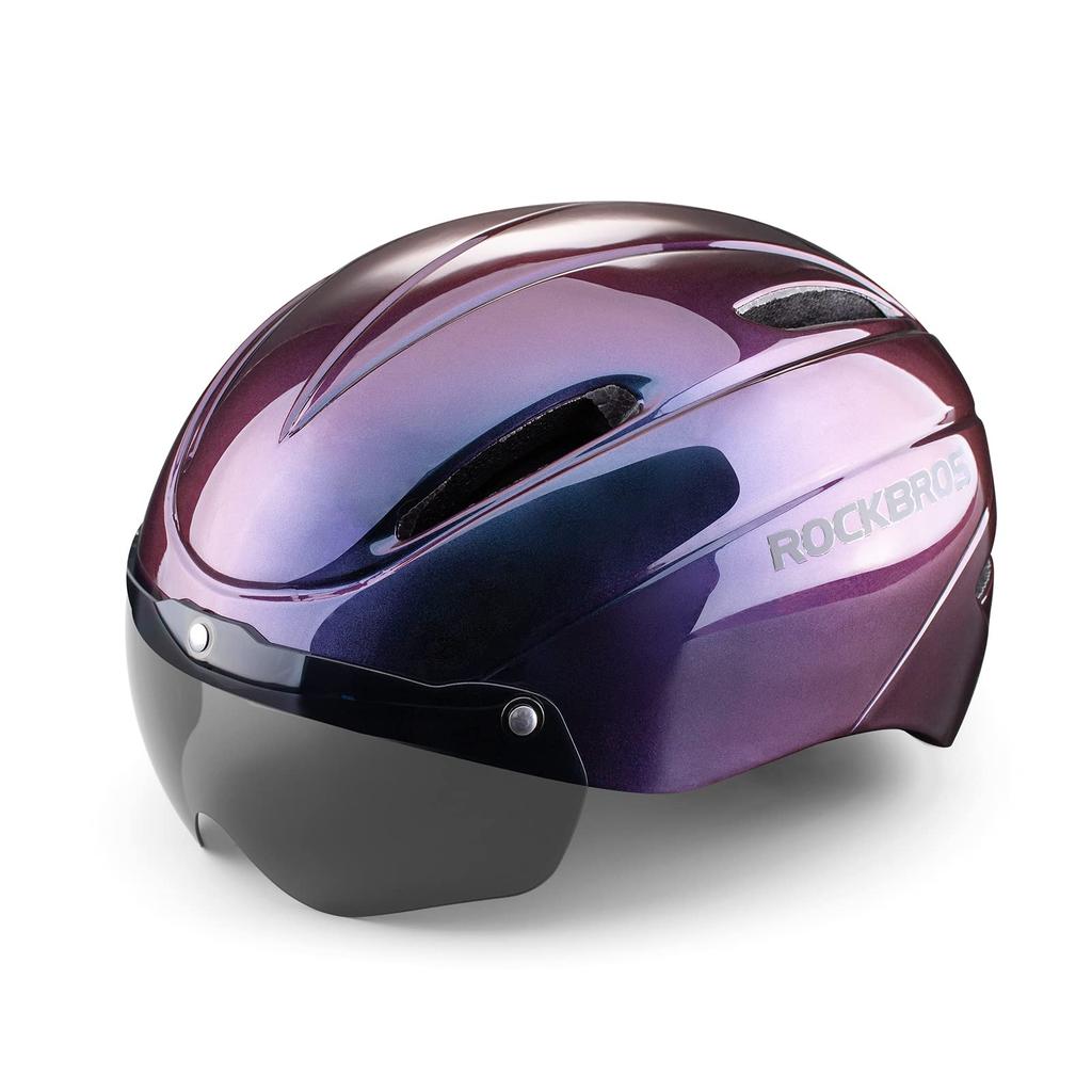 ROCKBROS Bicycle Helmet for Adults with Magnetic Road Ultra Impact CPSC City Adjustable Equipped with LED Junior High High School Goggles, Bike,