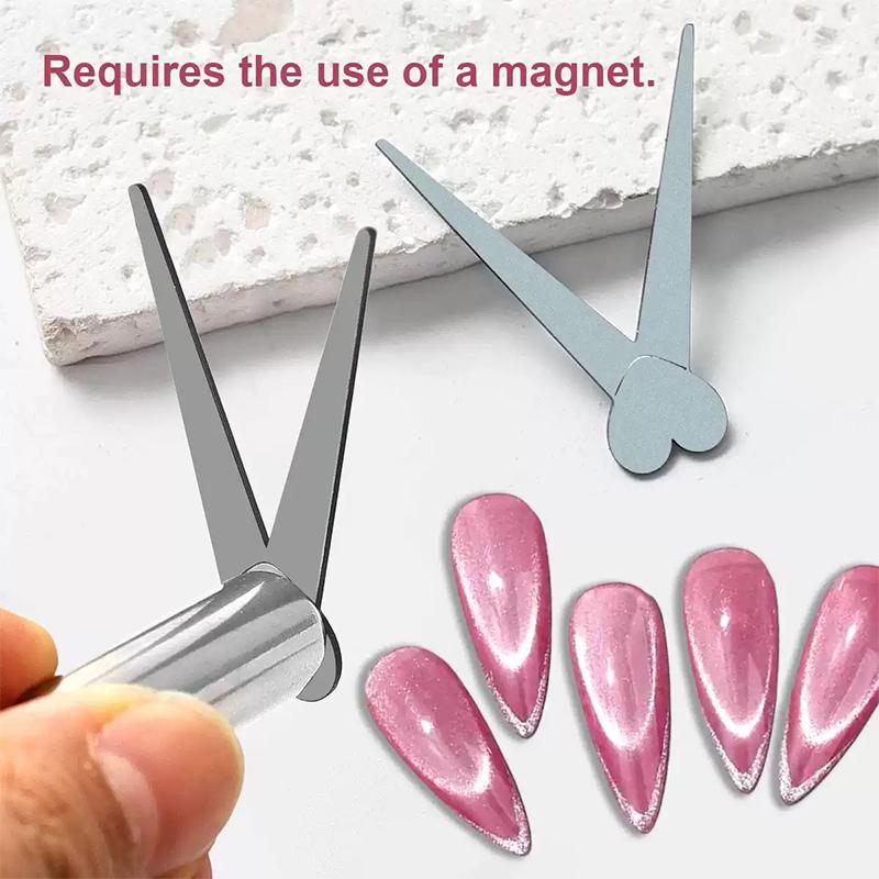 1pc Double-head French Nail Art Magnet Set 3D Cat Magnet Nail Art Gel Polish DIY V-Shaped Effect Manicure Magnetic Tools