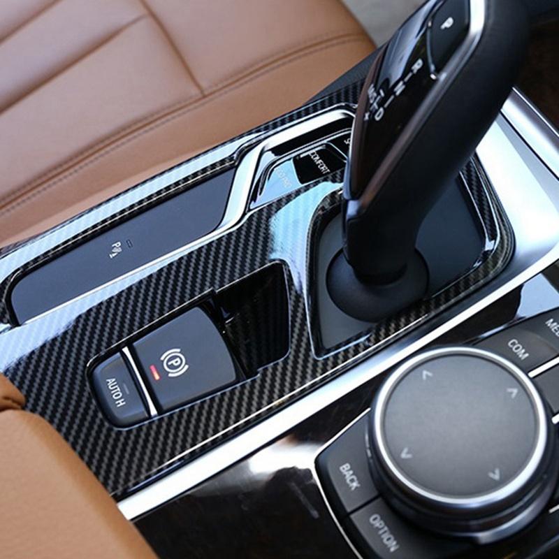 WO-For -BMW 5 Series G30 2018- Carbon Fiber Car Center Console Gear Shift Panel Cover Trim Frame Decor Sticker