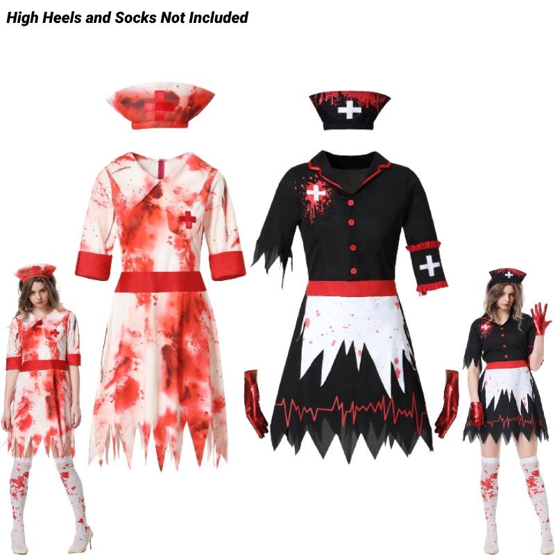 Yumeikeshi Women's Halloween Cosplay Costume Blood Nurse Maid Doctor Outfit