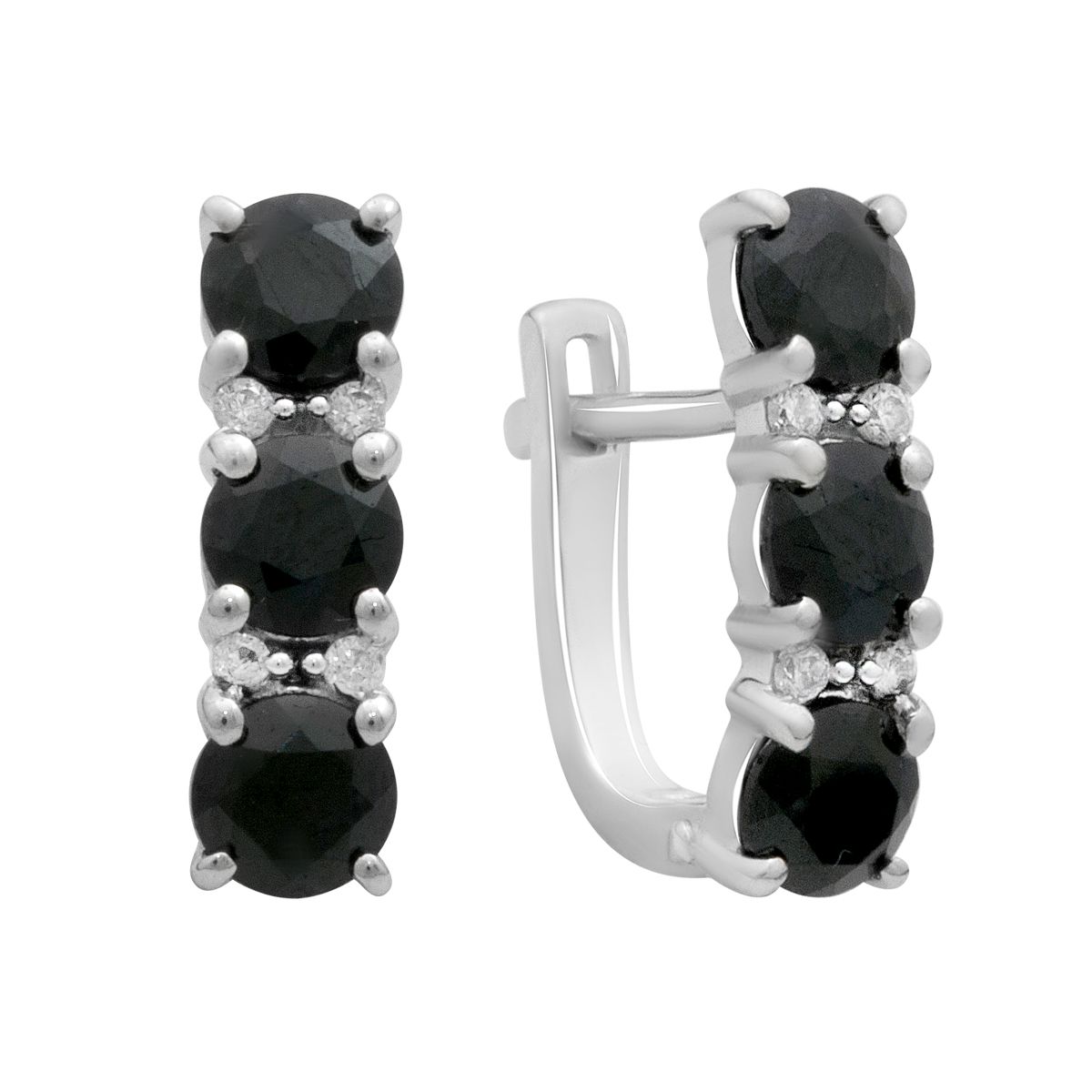 

Silver earrings with natural sapphire 4.073ct, cubic zirconia (2177739) сапфіровий