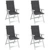 High Back Cushions 4 Pcs. Melange Anthracite 120 X 50 X 4 Cm Fabric