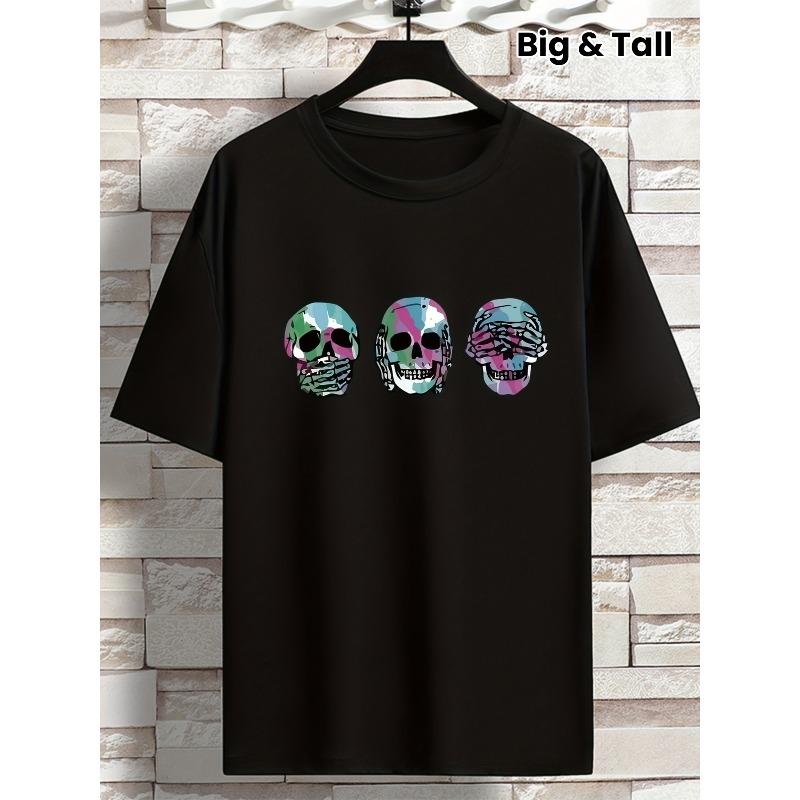 

European Size Spring/Summer Short-Sleeve T-Shirt Featuring American Fashion Style, Print for Young Men, with a Round Neck Design That Is Oversized S чёрный