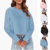 Damska bluza oversize z okrągłym dekoltem, krótka, kolorowa, casualowy top