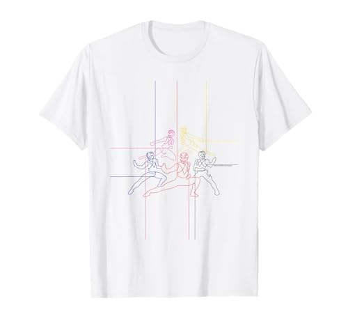 Power Rangers Action Pose Line Art T-Shirt
