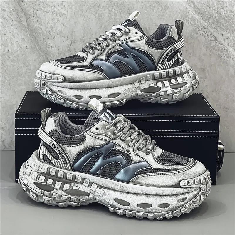 Men's Mesh Thick Soled Tire Shoes Casual Sports Shoes Wear-resistant Lightweight Comfortable Breathable Fashionable and Trendy