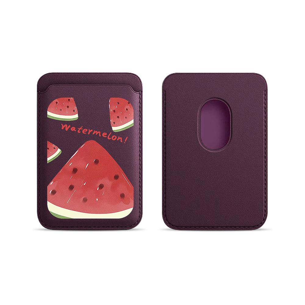Summer Fruit Watermelon Leather Phone Wallet Case For Magsafe Magnetic Slim Back Pocket Shockproof Durable Stylish Cover