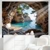 A Polyester Material Landscape Photo Background of Sea Erosion Caves  Suitable for Both Indoor and Outdoor Decoration