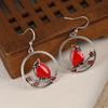 Bohemian Style Simple Vintage Redbird Branch Design Metal Hook Earrings for Women To Wear On Holiday