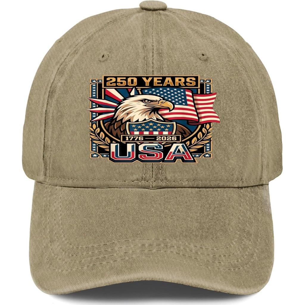 Years USA Eagle Baseball Cap Washed Denim Adjustable Outdoor Hat