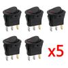 5Pcs/Set Rocker Switch Toggle DC 12V 20A Red LED Light Car Auto Boat Dash Round ON/OFF SPST Button Luminescence Car Accessories