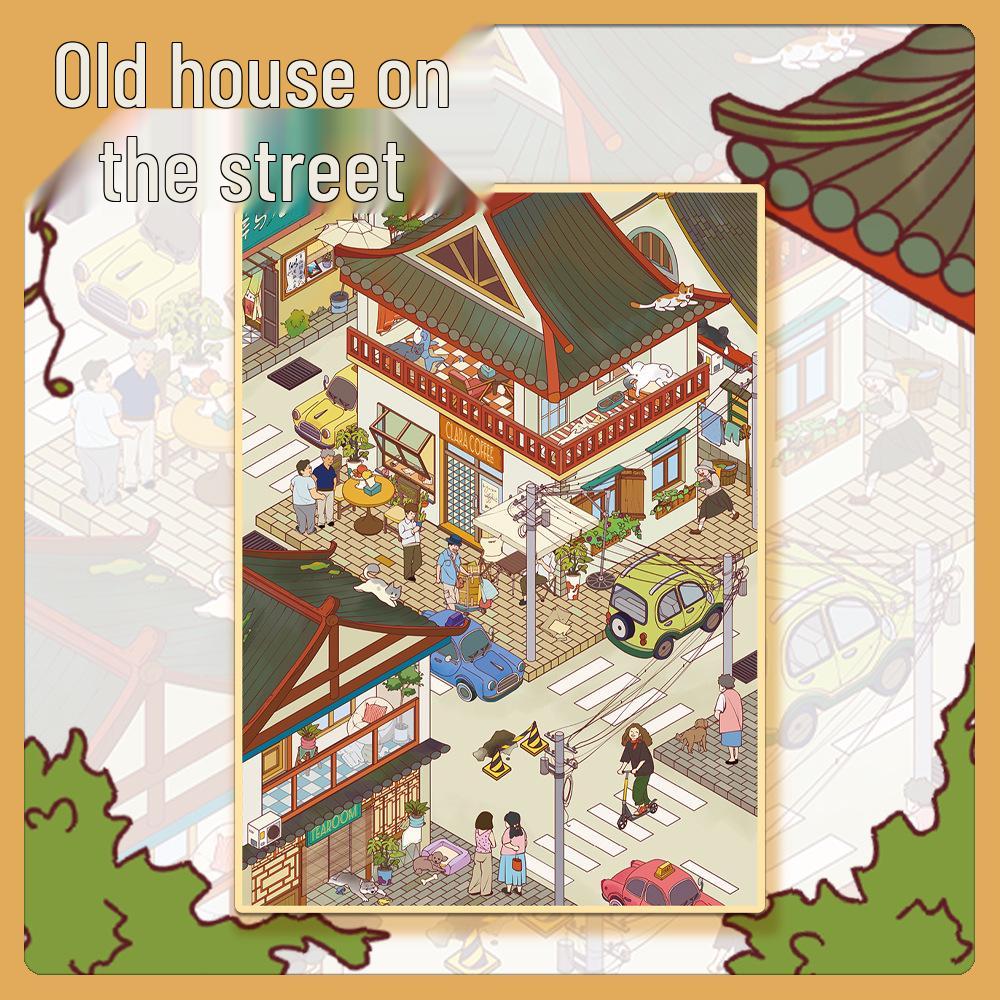 Large Format Miniature World Street Corner Scenery PET Stickers - Popular for Stress Relief no