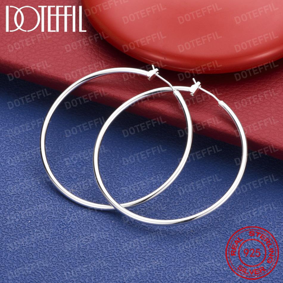 Xiaomi 925 Sterling Silver 50mm Simple Round Thin Earrings for Women, Fashionable Wedding Jewelry, Party Gift Accessories