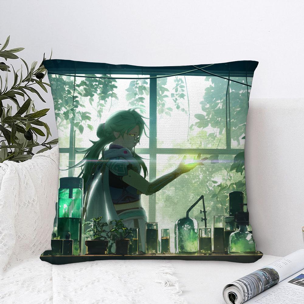 Genshin Impact Baizhu Pillow Case Sofa Decorative Home Double-Sided Print Plush Square Throw Pillow Covers Cushion Decor Cover