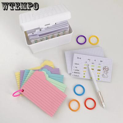 WTEMPO Notizpapier mit Raster/horizontalen Linien mit Desktop-Aufbewahrungsbox Indexkarte/Klassifizierungsetikett Farbiger Kunststoffring Schulsaison Schreibwaren