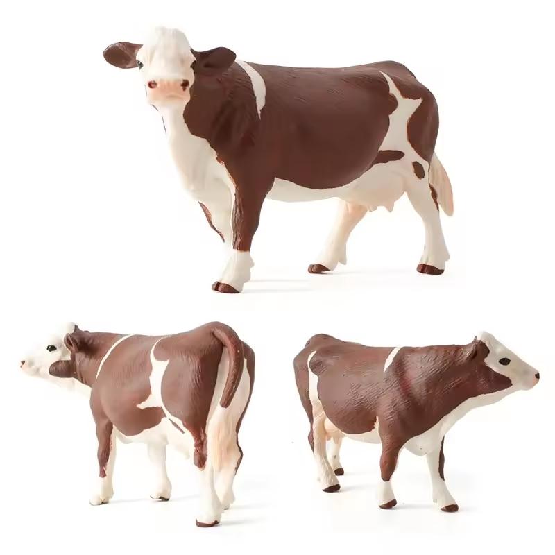 Simulation Cute Farm Animals Milk Cow Cattle Calf Angus Bull OX Buffalo Model Action Figures Educational Cute Toy Kid Gift