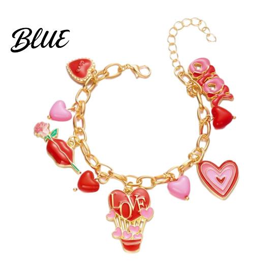 Alloy Bracelet Valentine Day Rose Flower Heart Letter Romantic Gift A