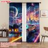 2pcs, Plane Printing Window Curtain Cool Racing Car Polyester (without Rod) Versatile All Perfect for Bedroom & Living Room