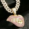 Men's Trendy Hip Hop Red Lips Pendant Cuban Chain Necklace