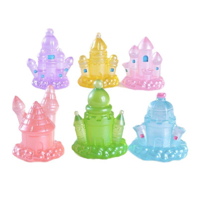Luminous Cartoon Castle Car Ornaments Castle Resin Small Accessories