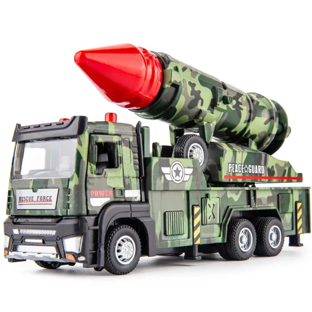 

Alloy Truck Model 1/32 Rocket Launcher Trucks Metal Diecasts Model Toy Vehicle Sound and Light Pull Back Car Toys for Boys