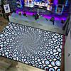 Optical Illusion 3D Abstract Checkered Wave Spiral Mat Visual Impact Non-slip Carpet Rug for Gaming Living Room Home Decoration