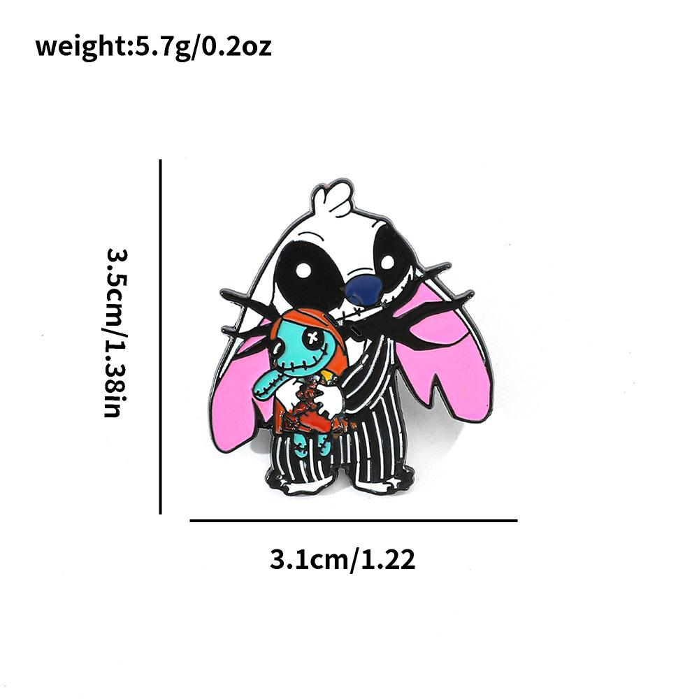 Cute Creative Personality Halloween Look Stitch Brooch Star Baby Character Metal Badge Accessories
