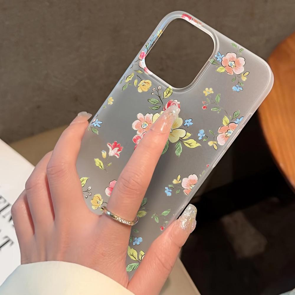 Mobile Phone Cases for iPhone 11 13 15 Pro Max 12 14 Pro Max Case iPhone 16 15 Plus 13 Pro 12 Frosted Texture Painted Cartoon Flowers
