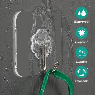5/50pcs Transparent Stainless Steel Strong Self Adhesive Hooks Key Storage Hanger for Kitchen Bathroom Door Wall Multi-Function