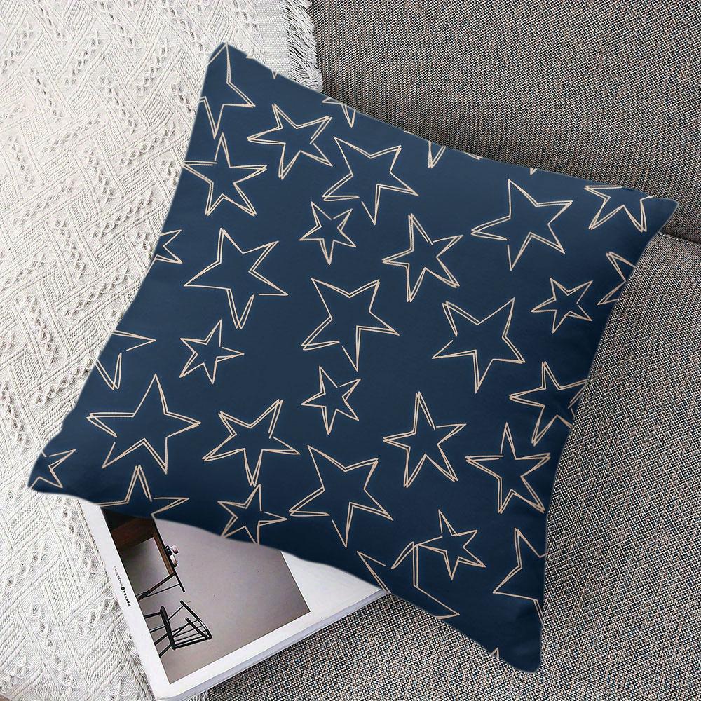 Navy Blue Gold-Line Star square Jacquard Pillow Cover for Sofa Office Waist Cushion Cover Home Decorative Pillowcase