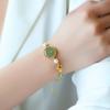 Chinese-Style Fu Lu Ping An Lucky Jade Ring Bracelet with Green Inlay